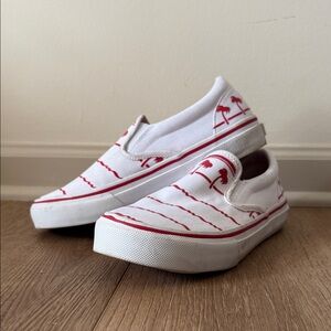 In-N-Out Burger Men's White and Red Palm Tree Slip-On Sneakers
